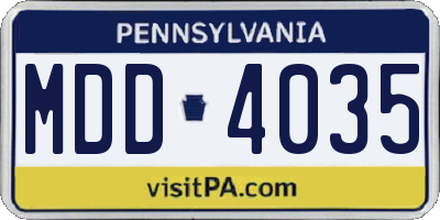 PA license plate MDD4035
