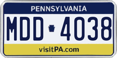 PA license plate MDD4038