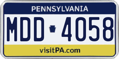PA license plate MDD4058