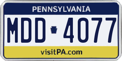PA license plate MDD4077