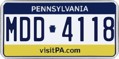 PA license plate MDD4118