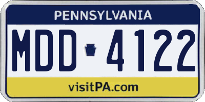 PA license plate MDD4122