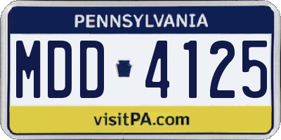 PA license plate MDD4125