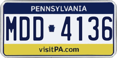 PA license plate MDD4136
