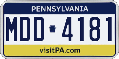 PA license plate MDD4181