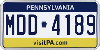 PA license plate MDD4189