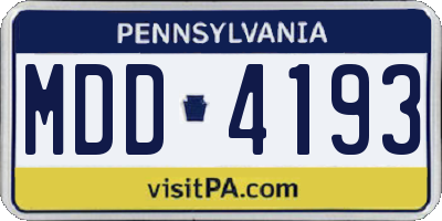 PA license plate MDD4193