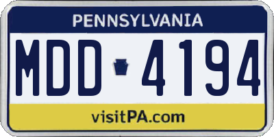 PA license plate MDD4194