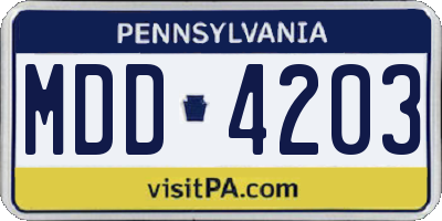 PA license plate MDD4203