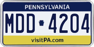 PA license plate MDD4204