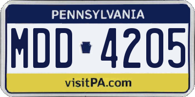 PA license plate MDD4205