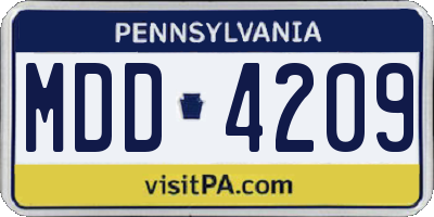 PA license plate MDD4209