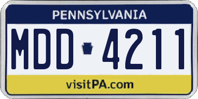 PA license plate MDD4211