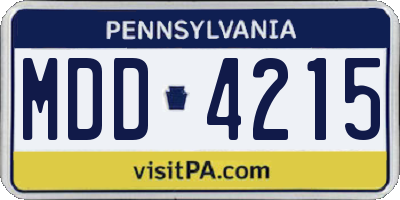 PA license plate MDD4215