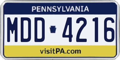 PA license plate MDD4216