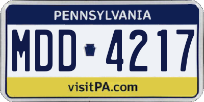PA license plate MDD4217