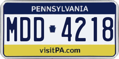 PA license plate MDD4218