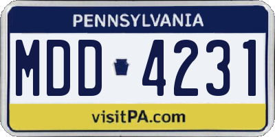 PA license plate MDD4231