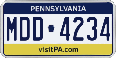 PA license plate MDD4234