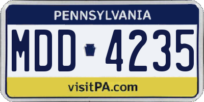 PA license plate MDD4235