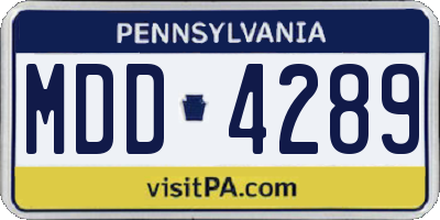 PA license plate MDD4289