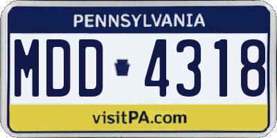 PA license plate MDD4318
