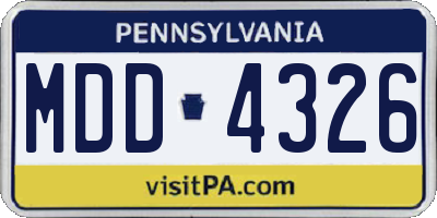 PA license plate MDD4326
