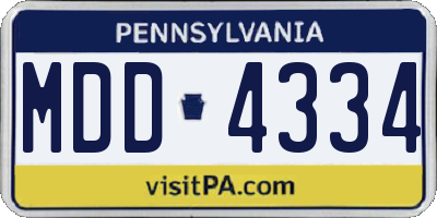 PA license plate MDD4334