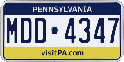 PA license plate MDD4347