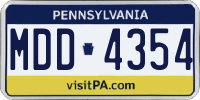PA license plate MDD4354