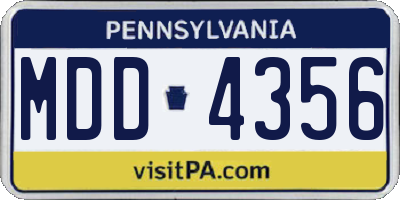 PA license plate MDD4356