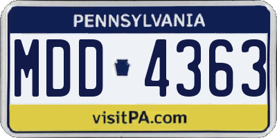 PA license plate MDD4363
