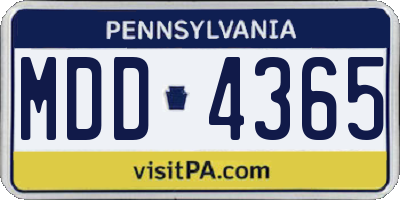PA license plate MDD4365