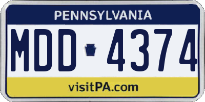 PA license plate MDD4374