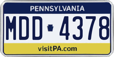 PA license plate MDD4378