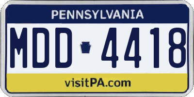 PA license plate MDD4418