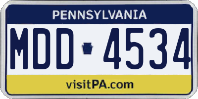 PA license plate MDD4534