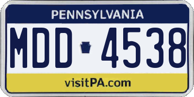 PA license plate MDD4538