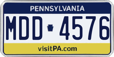 PA license plate MDD4576