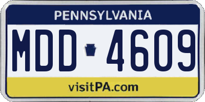 PA license plate MDD4609