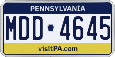PA license plate MDD4645