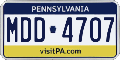 PA license plate MDD4707