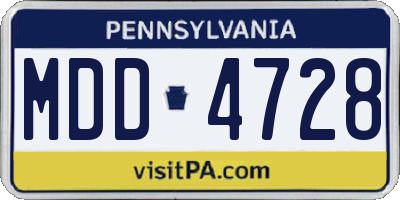 PA license plate MDD4728