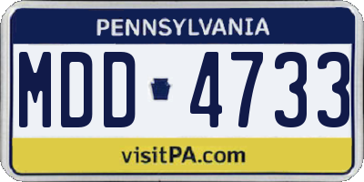 PA license plate MDD4733
