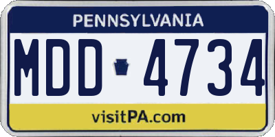 PA license plate MDD4734
