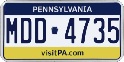 PA license plate MDD4735