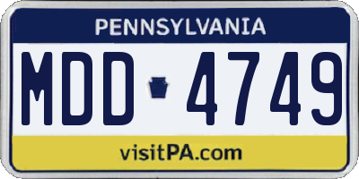PA license plate MDD4749