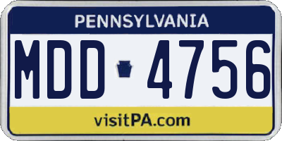 PA license plate MDD4756