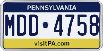 PA license plate MDD4758