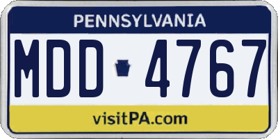 PA license plate MDD4767